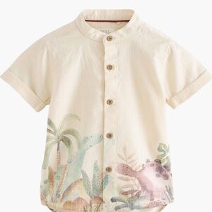 Next Kids Cream Dinosaur Button-Down Shirt